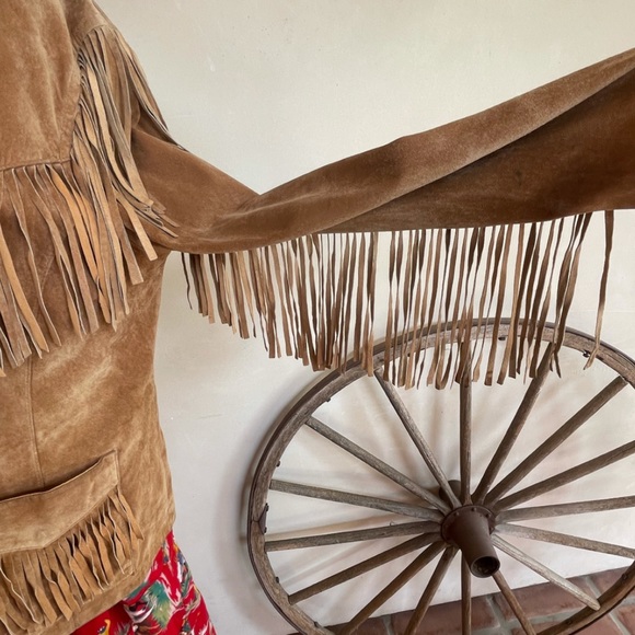 RALPH LAUREN Soft Camel Leather Western Fringed Jacket Bone Buttons Rare Sz 3x!! - Picture 4 of 14